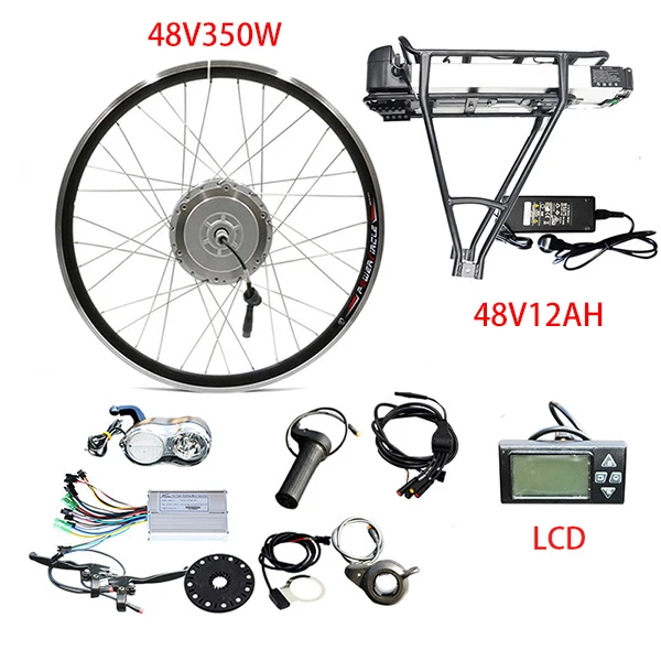 BAFANG 48V электрический велосипед комплект 350 Вт 500 Вт Мотор колеса с задней стойкой батарея для 2" 700C 28" ebike передний Электрический двигатель e велосипед комплект - Цвет: 350W 48V12AH LCD