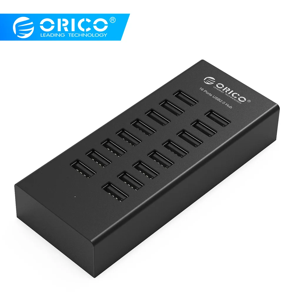 ORICO H1613 usb-хаб 16 портов USB2.0 концентратор с 12V2A адаптер питания для Apple Macbook ноутбук ПК планшет-черный