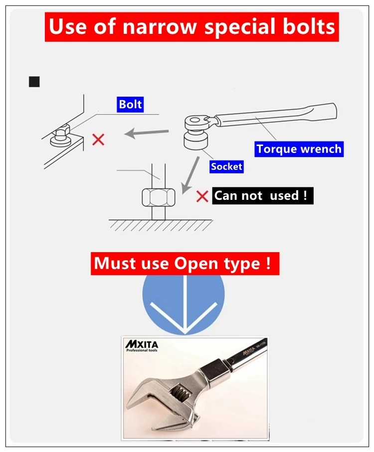 MXITA гаечный ключ с открытым зевом ключ с регулируемым крутящим моментом сменный ручной гаечный ключ вставной головкой динамометрический ключ 9X12 5-60Nm