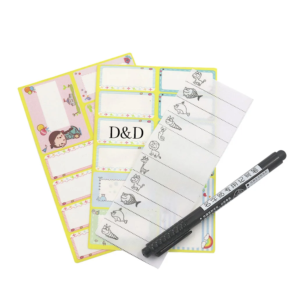 

Cartoon Washable Iron on Name Labels Garment Fabric Tags Marker Set for Child Back to School Clothes Garment Sewing Accessories