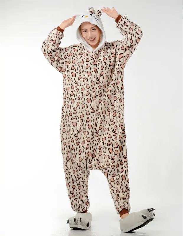 Мужские Женские мультфильм Leopard взрослых животных Комбинезоны onsie пижамы Комбинезоны для женщин C370 S/M/L/XL/ XL