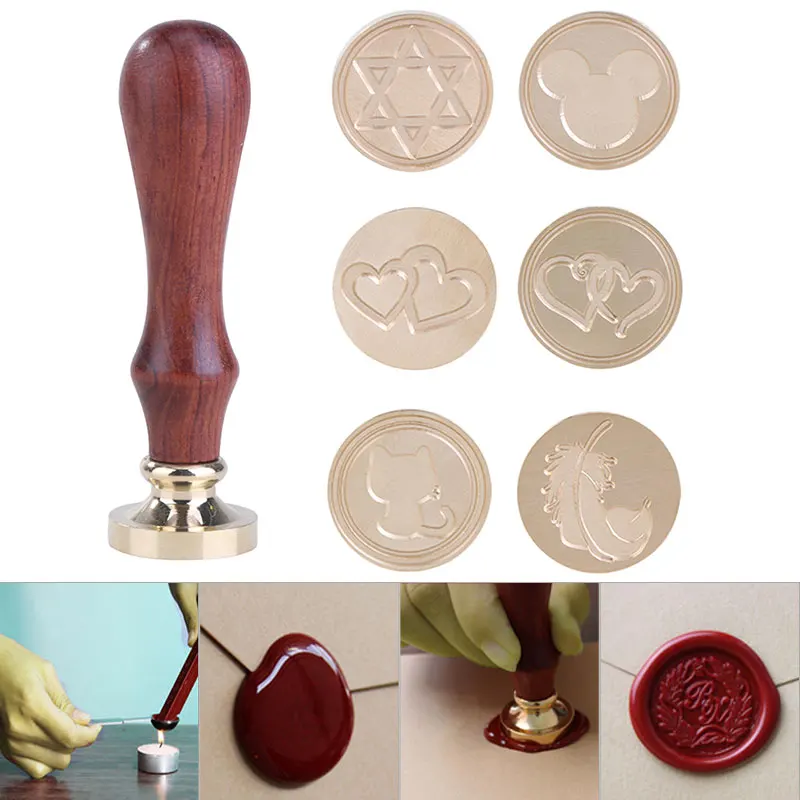 Retro Wax Sealing Stamp Wood Handle Stamp for Wedding Invitation Sealing Decorative Stamps Craft Gi - 32969315813