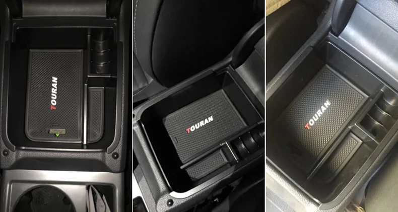 for VW Volkswagen Touran 2016-2018 Central Armrest Storage Box Container Holder Tray Car Organizer Accessories Car Styling