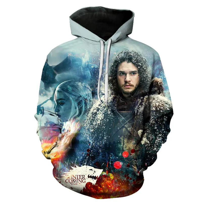 New Movie Game of thrones Hoodie Men Women All characters Cosplay 3d Sweatshirts Hoodies Casual Men Streetwear Pullover 6XL