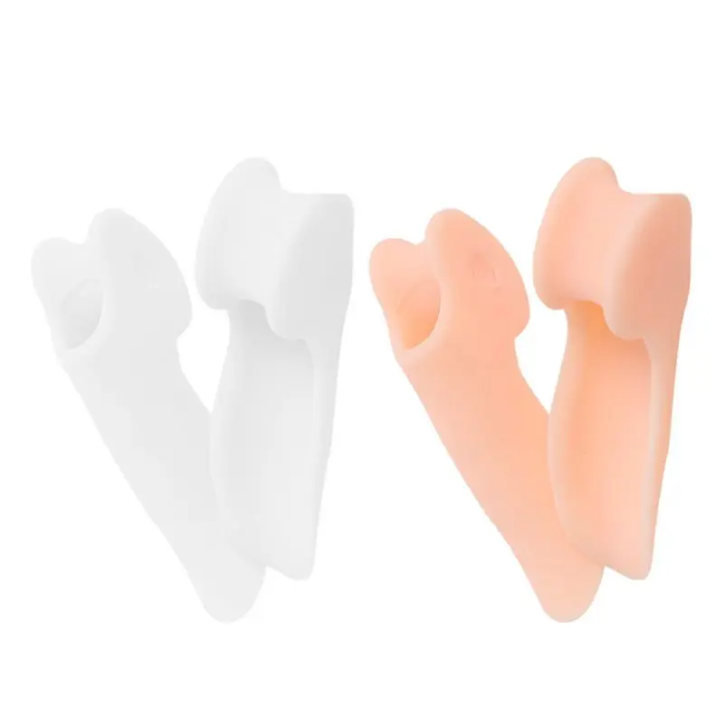 2pcs Toe Separator Small Thumb Foot Care Silicone Soft Valgus Bunion Protector Adjuster Health Pad Cushion Skin Color/White