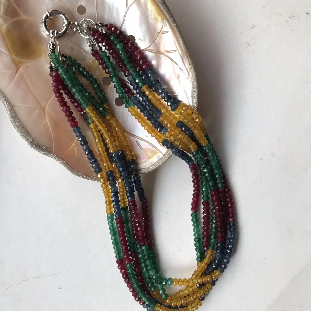 Разноцветное ожерелье из нескольких камней, многослойное фантастическое ожерелье с натуральным камнем, ювелирные изделия с изумрудами, рубинами, сапфирами, цитринами, ожерелье