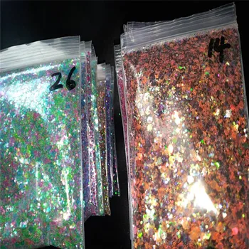 

50g/bag Holographic Glitters For Nails Art(Chrome Pigment,Chunky Glitter) 0.2mm-1mm Flake Glitter Mixed Nail Glitter Sequins 6T7