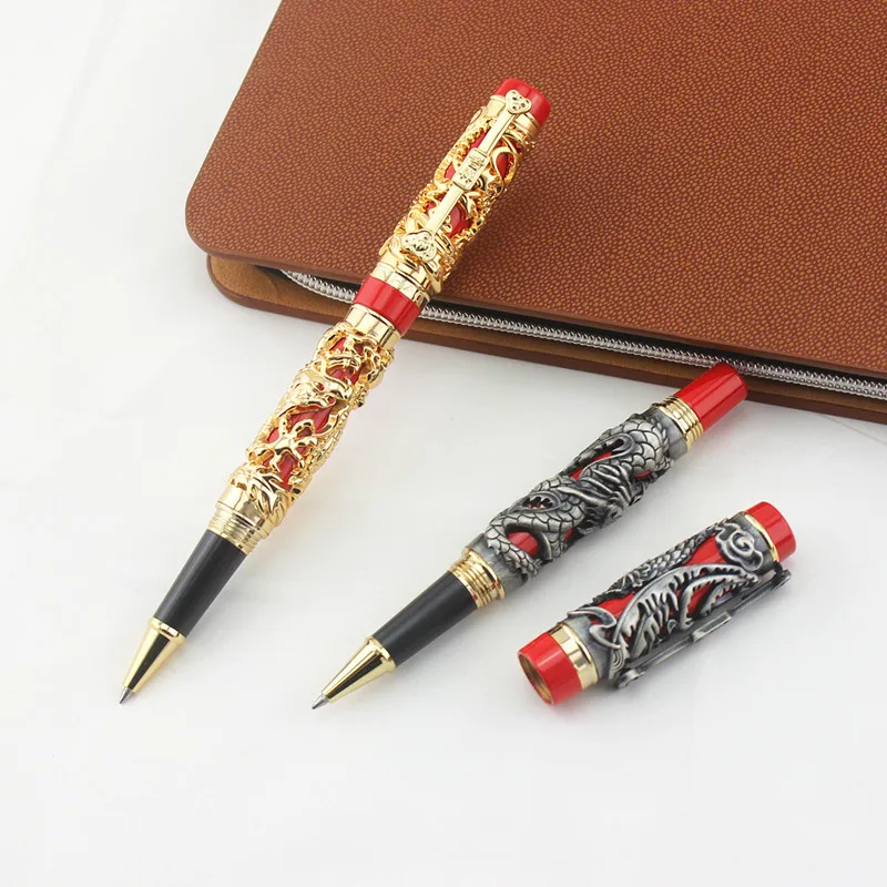 Новейший дизайн Jinhao Золотая шариковая ручка с драконом и Фениксом высокое