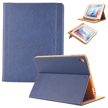 

For iPad 9.7 2018 2017 Case Premium Leather Business Folding Stand Folio Cover with Auto Wake/Sleep Pencil Slot for iPad 5 6th