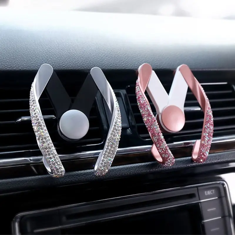 

Crystal Rhinestone Car Mobile Phone Holder Air Vent Mount Diamond ABS Phone Stand Holder Adjustable For iPhone GPS Car Styling