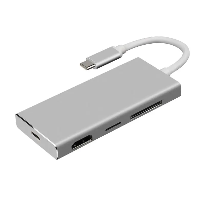 7 в 1 Usb-C концентратор адаптер с 3 Usb 3,0 портов/Hdmi выход/type C зарядный порт/Sd/Micro-Sd кард-ридер