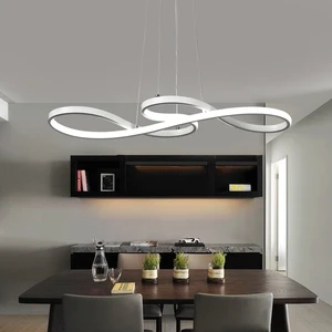 Image 5 - Luminária suspensa moderna led minimalismo, luminária suspensa com luzes led para sala de jantar e bar