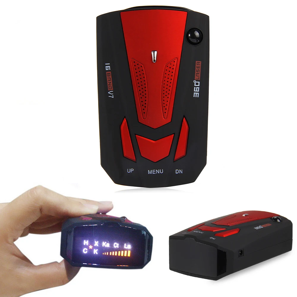 New Car Radar Detector 16 Band Voice Alert V7 Anti Radar Detector LED Display 360 Degrees Car Speed Testing System