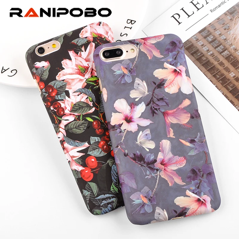 

Ranipobo For iPhone 8 7 6 6s Plus 5s SE Phone Case Beautiful Leaves Flower Leaf Painted Hard PC Phone Case For iPhone 8Plus Case
