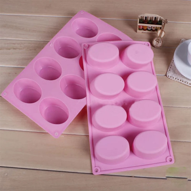 JX-LCLYL 8-Cavity Oval Shape Soap Mold Silicone Chocolate Cake Cookie DIY Fondant Mould