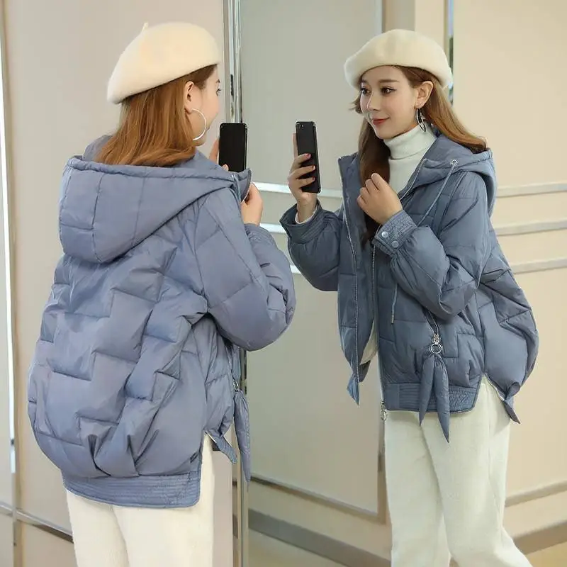 

2019 New Warm Winter Women Thicken Loose Outerwear Hooded Coat Female Zipper Basic Tops Jacket Ladies Cotton padded Parkas C28