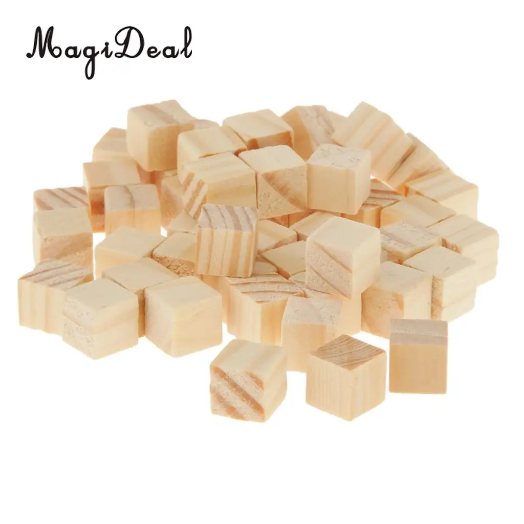 MagiDeal High Quality 50Pcs Wooden Square Tiles for Crafts Wood Family Fun Board Games Great Crafting Accessory Children Gifts