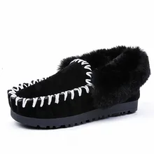 Autumn Winter 2017 Snow Shoes Women Flat Heel Plush Warm Inside Winter Flats Plus Velvet Thermal Moccasins Indoor Shoes
