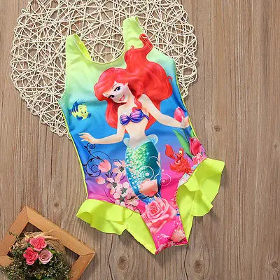 

Summer New Baby Girl Kid Swimwear Lovely Yellow Sleevless Backless Mermaid Swimming Swimsuit Bikini Tankini Bathing Set AU