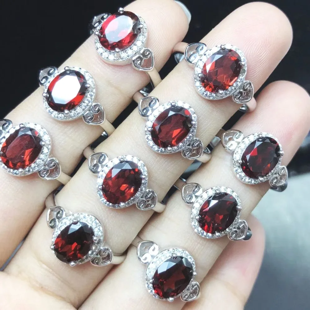 Кольцо с красным гранатом, случайный дружба Бали кольцо, изысканные, 925 серебряные кольца драгоценный камень, гранат ювелирных изделий для