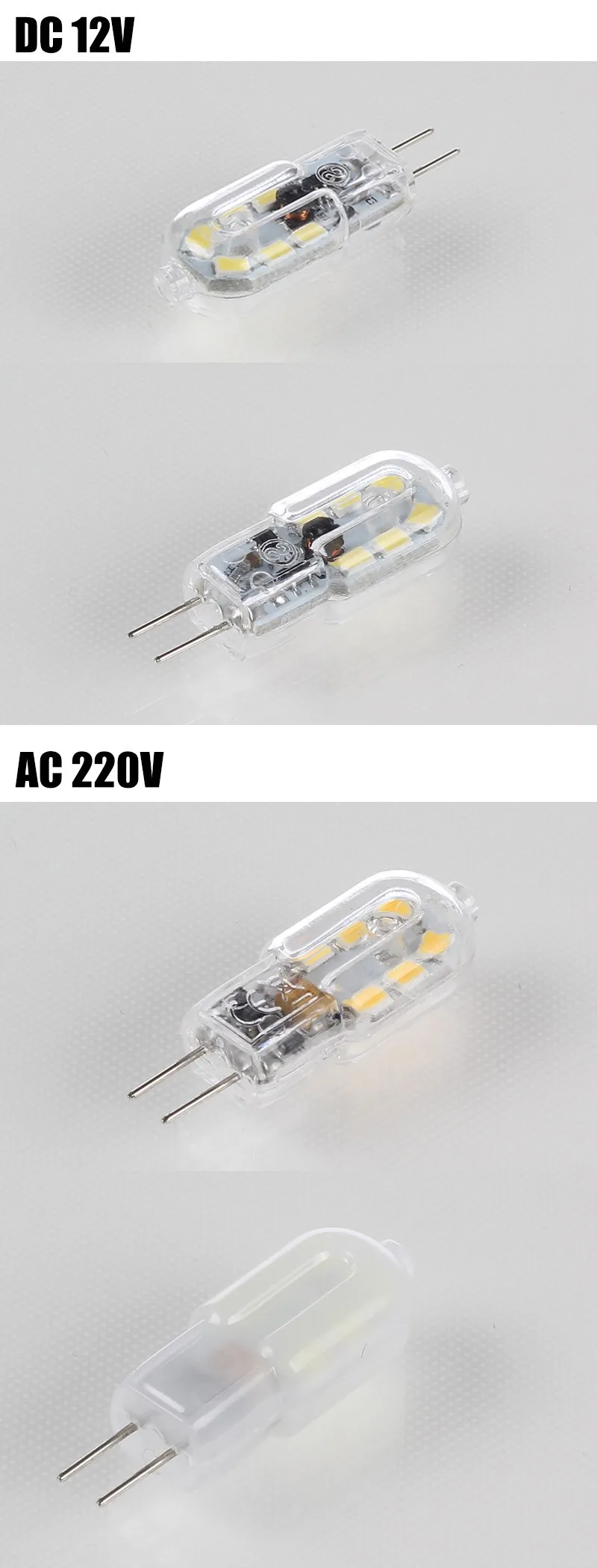 AC220V/DC12V мини G4 светодиодный светильник 2 Вт SMD 2835 лампада светодиодный G4 лампа молочно-прозрачная 360 Угол луча заменить Галогенные G4