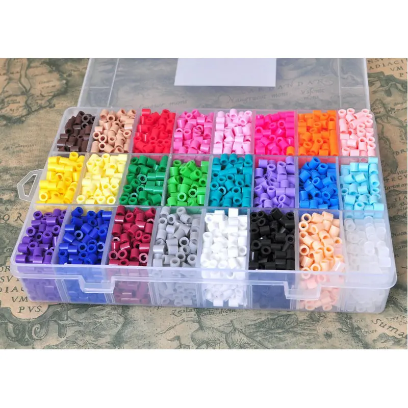 4800 perler beads игрушки 5 мм 24 цвета коробка набор мини-Хама Обучающие Детские diy игрушки предохранители бусины плюс размер pegboard листы гладильная бумага