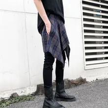 Новые мужские модные клетчатая юбка темно-Stage Повседневная стилист все матч шесть юбка фартук сцены хип-хоп костюмы