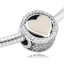 Подходит для браслетов Pandora Wonderful Love Charms с нежно-розовые эмалевые бусины из стерлингового серебра пробы