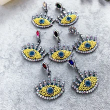 Большие бусы из горного хрусталя ручной работы, серьги-гвоздики для женщин, милые цветные серьги с кристаллами в виде глаз, Винтажные серьги, свадебные серьги в стиле бохо