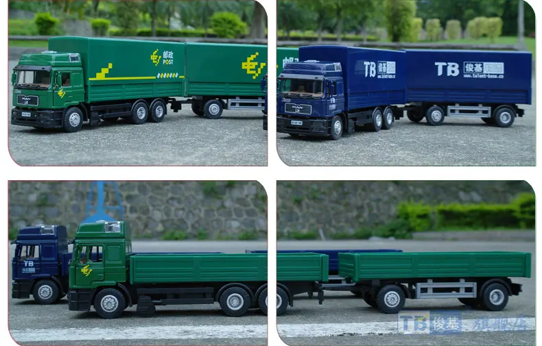 Двухсекционная Инженерная транспортная модель автомобиля из сплава chi'na post фургон, контейнер для логистики автомобиля детская Игрушечная машина W75