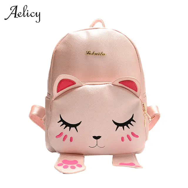 Aelicy Cute Cat Mini Backpack School Women Pu Leather Backpacks for Teenage Girls Funny Cats