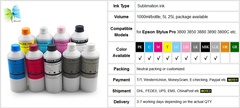 3800 sublimation ink