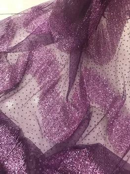 

5yard/lot african glitter lace fabric Jolin-12.1113 embroidered tulle lace with glued glitter for party dress