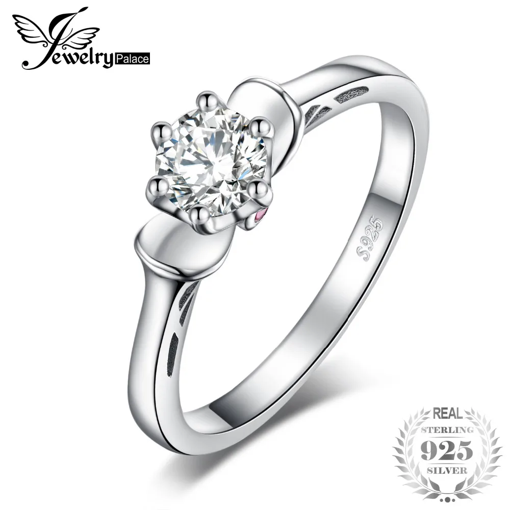 

JewelryPalace Flower Blossom 0.8ct Cubic Zirconia Solitaire Engagement Ring 925 Sterling Silver Trendy Jewelry Gifts For Women