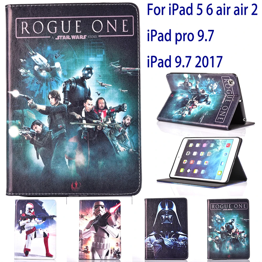 

Case For Apple ipad 5 6 air air2 ipad 9.7 2017 Star Wars ROGUE ONE movie print Stand Floder Flip Tablet Case coque para capa