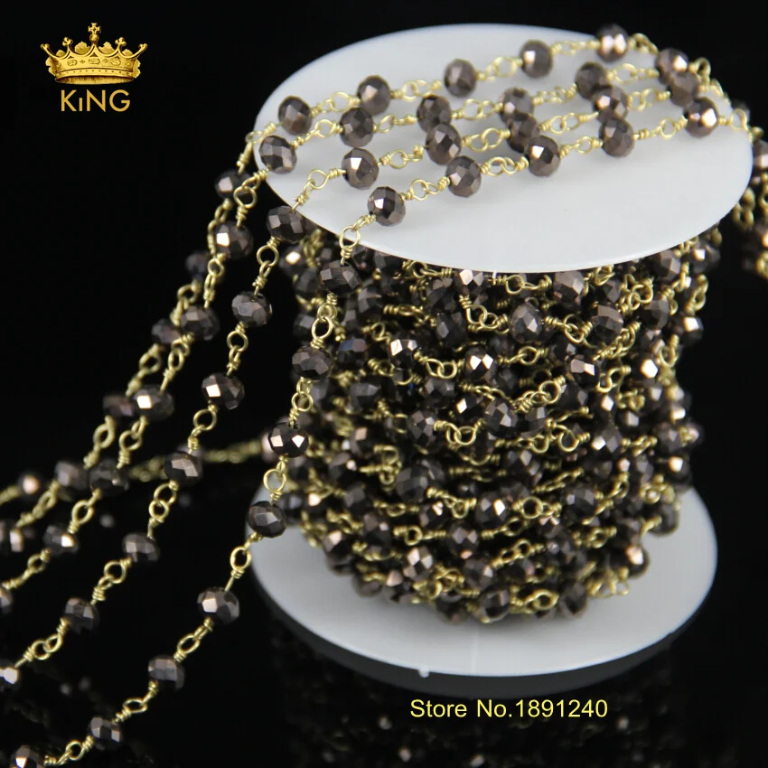 Jewelry Necklace Antique Bronze Chain Women Long Glass Beads Chain