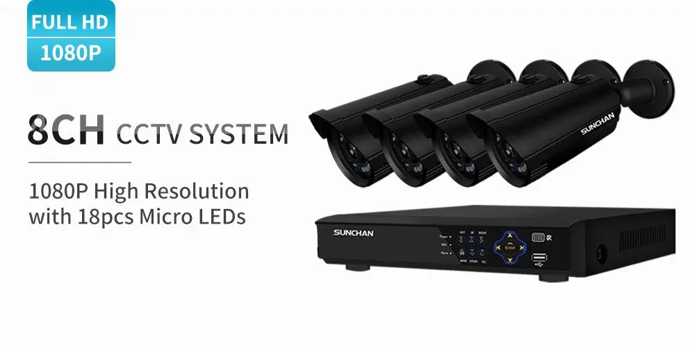 SUNCHAN 1080P 8CH Full HD AHD DVR камера безопасности Система 4*1080P DVR DIY видео комплект домашняя камера наблюдения