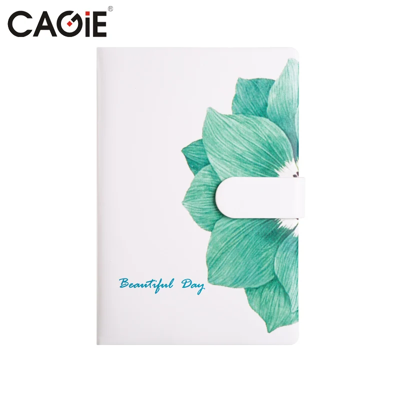 

CAGIE Cute Notebook Flower Pattern Fitted Lines Notebooks Kawaii Leather Planner a5 Filofax Women Travelers Notebook Diary