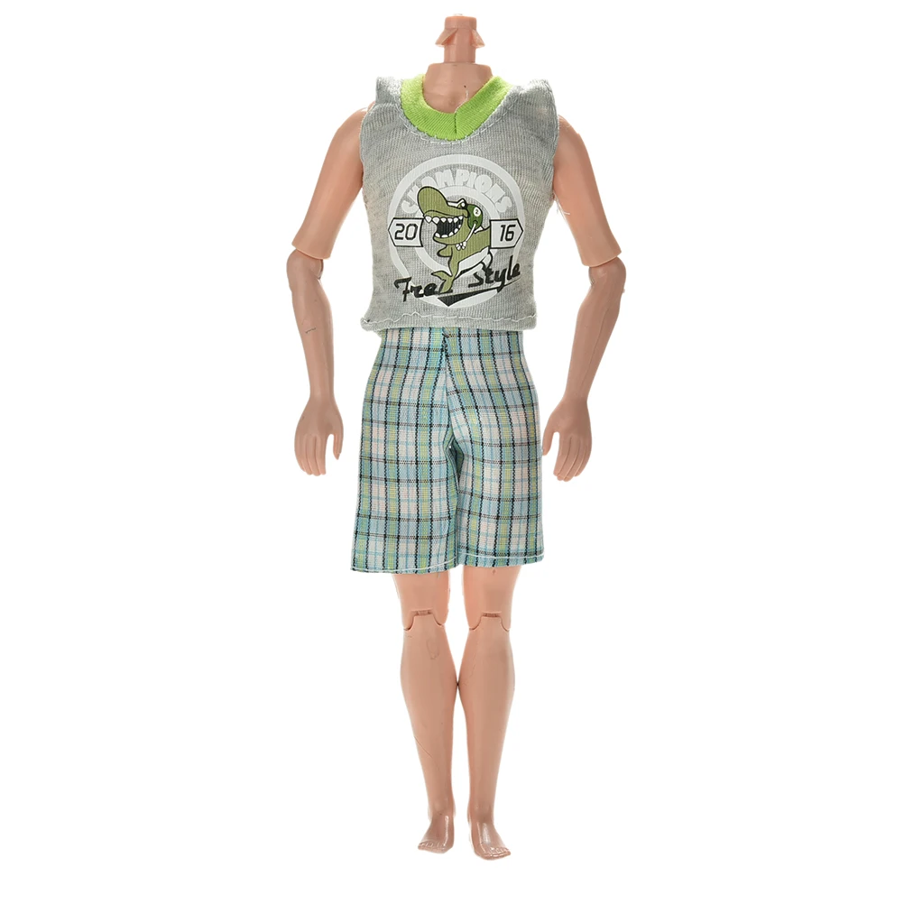 Fashion Doll Clothing 2 Pcs/ Set Prince Doll Vest Pants Beachwear For Barbie Boy Ken Dolls