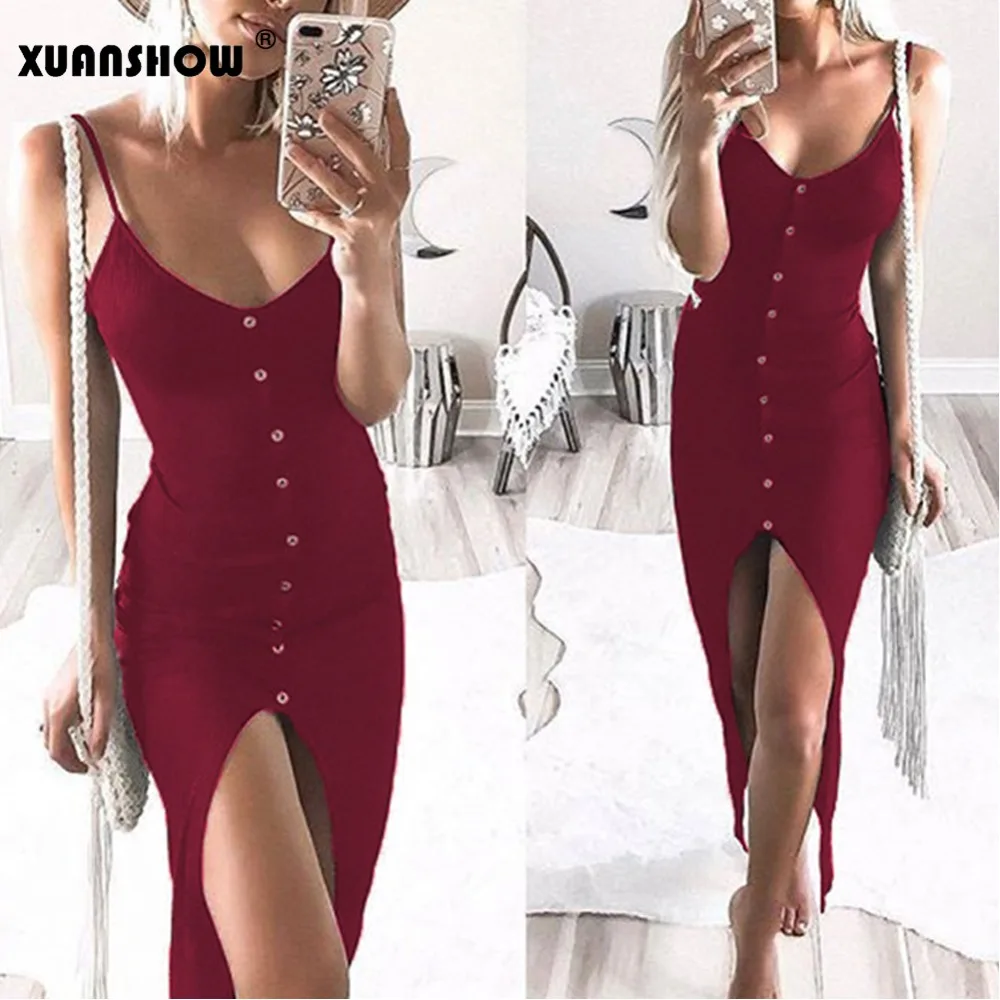 XUANSHOW 2018 платья для женщин летнее пляжное платье на бретельках сексуальное с