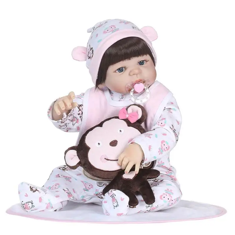 NPK милый 22 дюймов мягкий силиконовый Reborn Baby Doll Реалистичная имитация новорожденной девочки купальные игрушки детские игрушки Americadoll