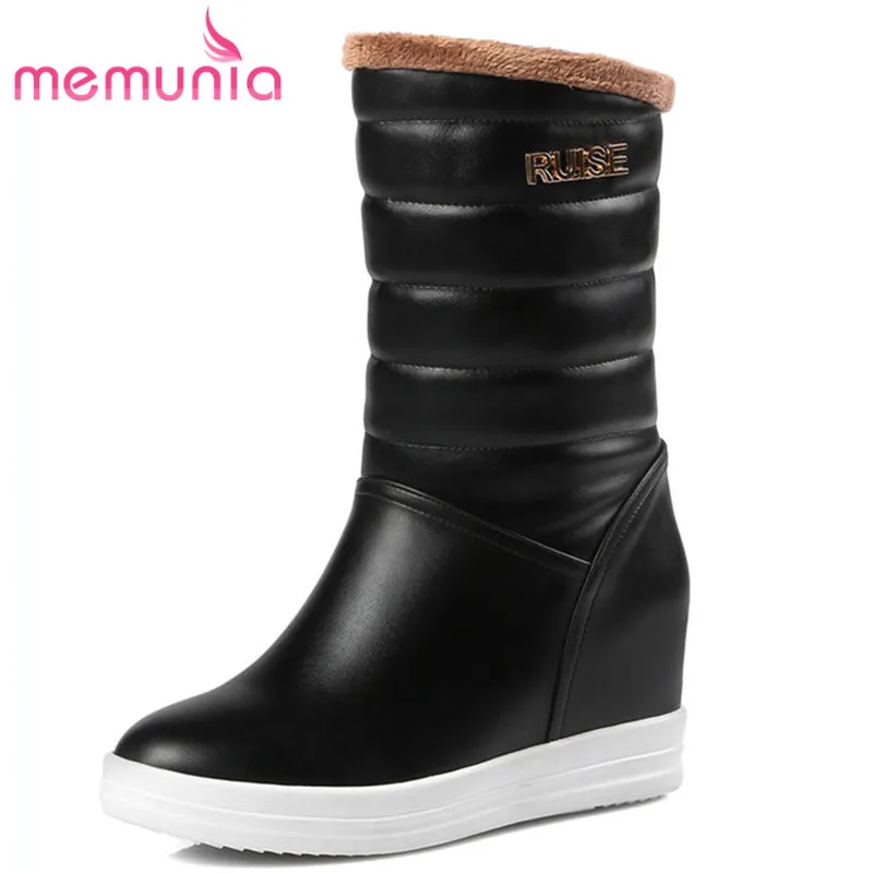 

MEMUNIA 2020 new mid calf boots for women fashion simple platform boots metal decoration winter boots big size 32-43
