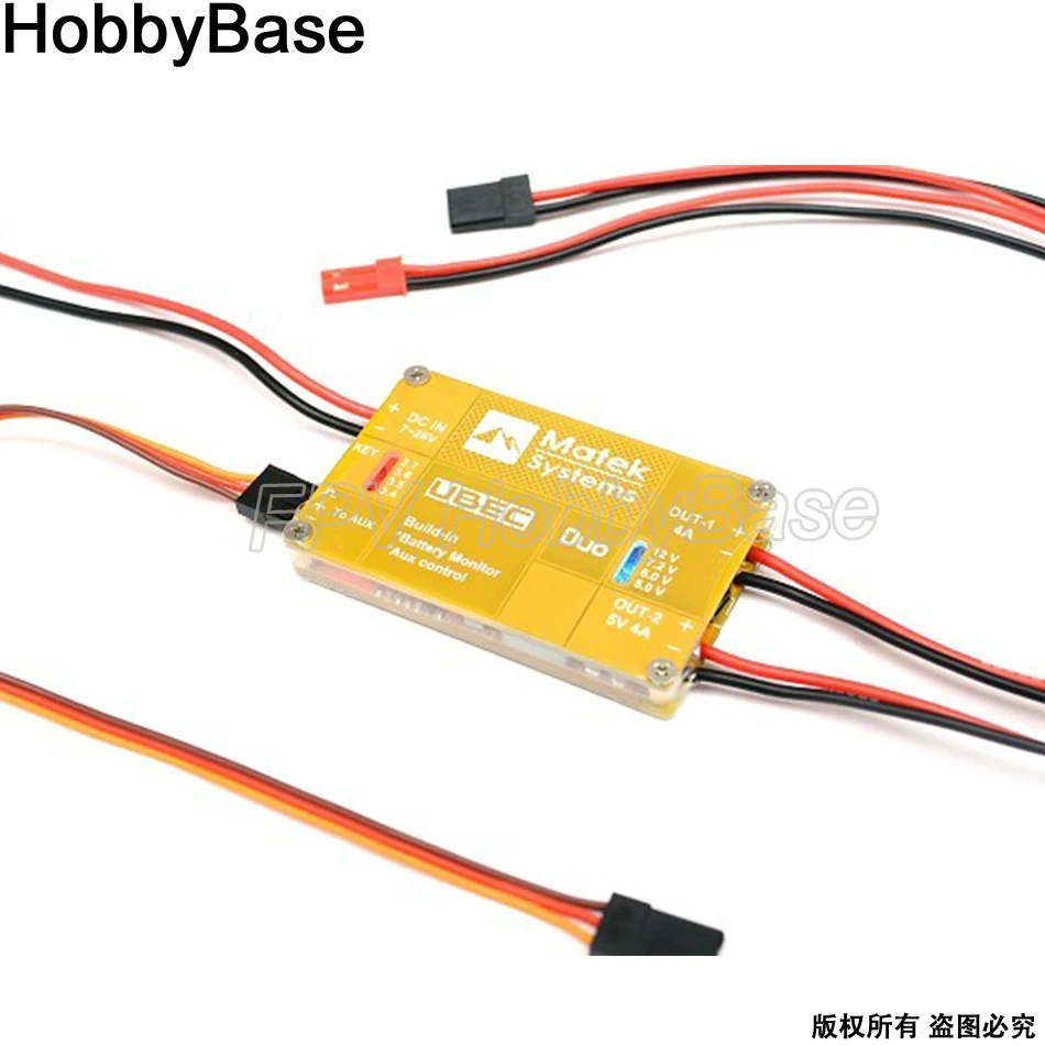 

Matek U4A2P UBEC Power Module Dual-way 4A 5~12V 4A 5V Build-in Battery Monitor Aux Control For RC Quadcopter RC Multicopter