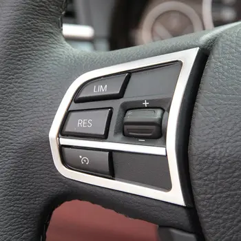 

For BMW 5 Series F10 520 525 2011-2015 ABS Matte Chrome Steering Wheel Button Frame Car Styling Accessories