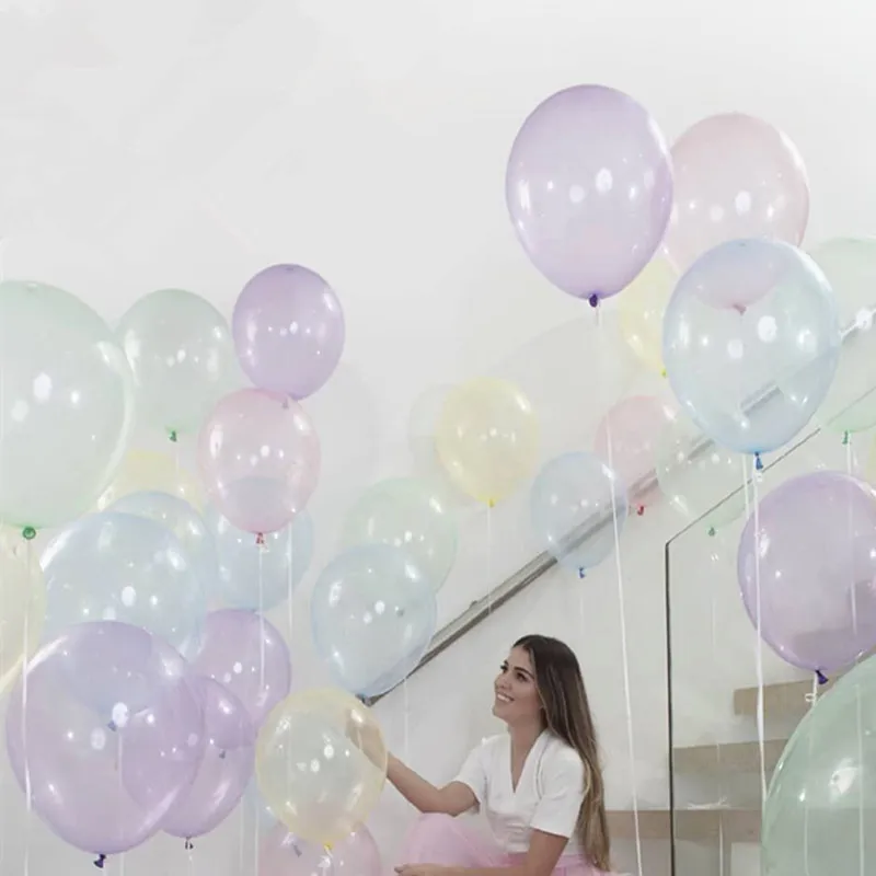 

10pcs/lot Colorful Crystal Balloon 10 inch Round Bobo Transparent Clear Latex Balloons Wedding Decro Helium Inflatable Balls