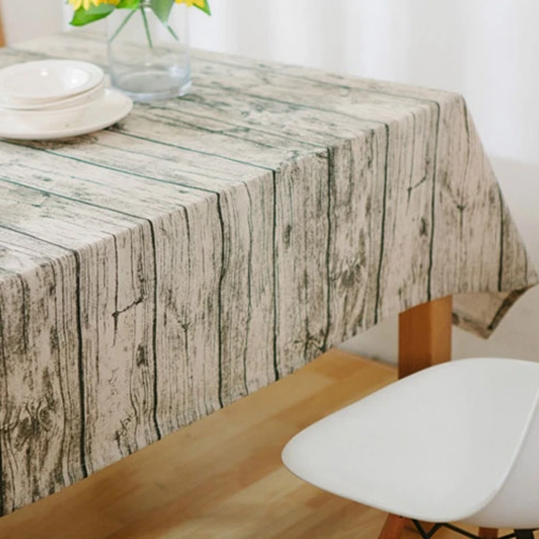 Wood Grain Pattern Decorative Table Cloth Cotton Linen Tablecloth Dining Table Cover For Kitchen Home Decor