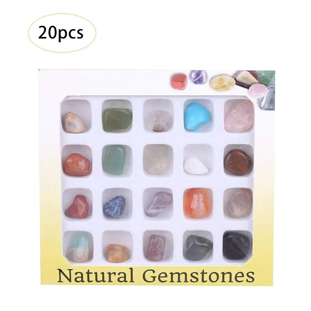 

20Pcs Natural Mineral Gemstone Rocks Collection Kit Healing Crystal Polished Science Stones Collection Supplies