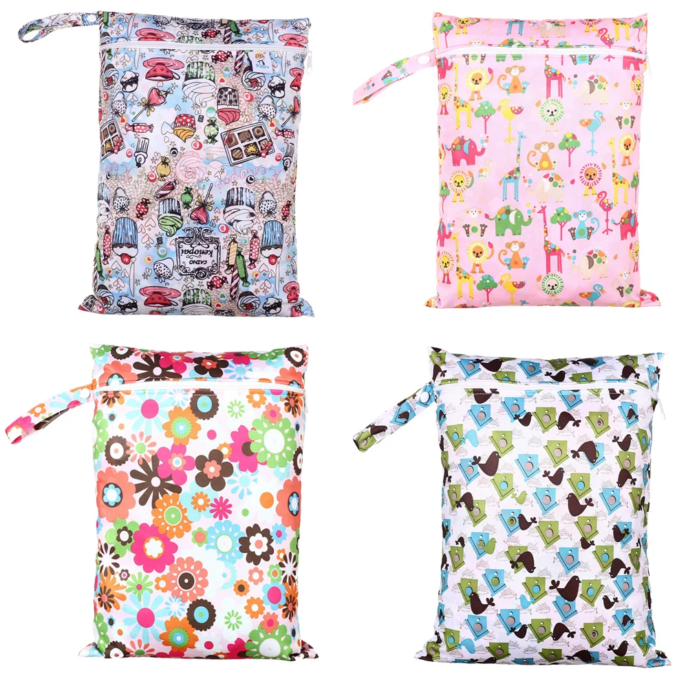New Baby Wetbags Waterproof Cloth Diaper Bags Single Pocket Print