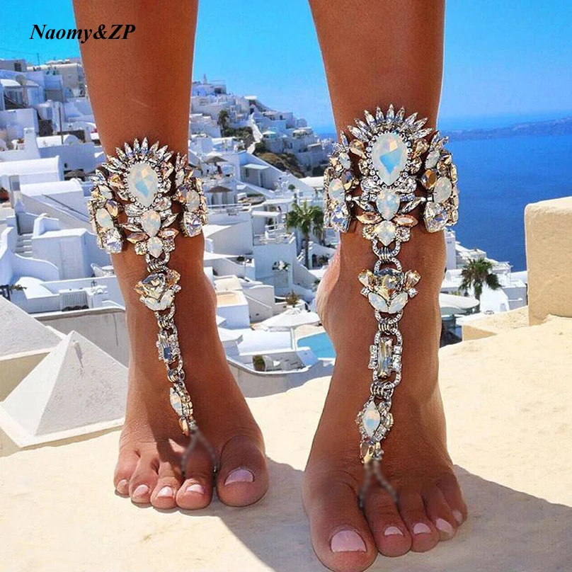 

Naomy&ZP 2017 One Piece Long Beach Summer Vacation Anklet Bracelet Sandal Women Leg Chain Female Boho Crystal Anklet Jewelry