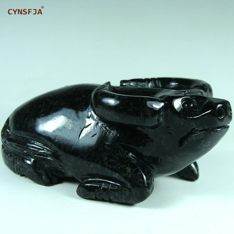 

Natural Dushan Jade Hand Carved Works Certified Natural Chinese Du Jade Lucky Bull Money Drawing Fengshui Small Jade Decoration